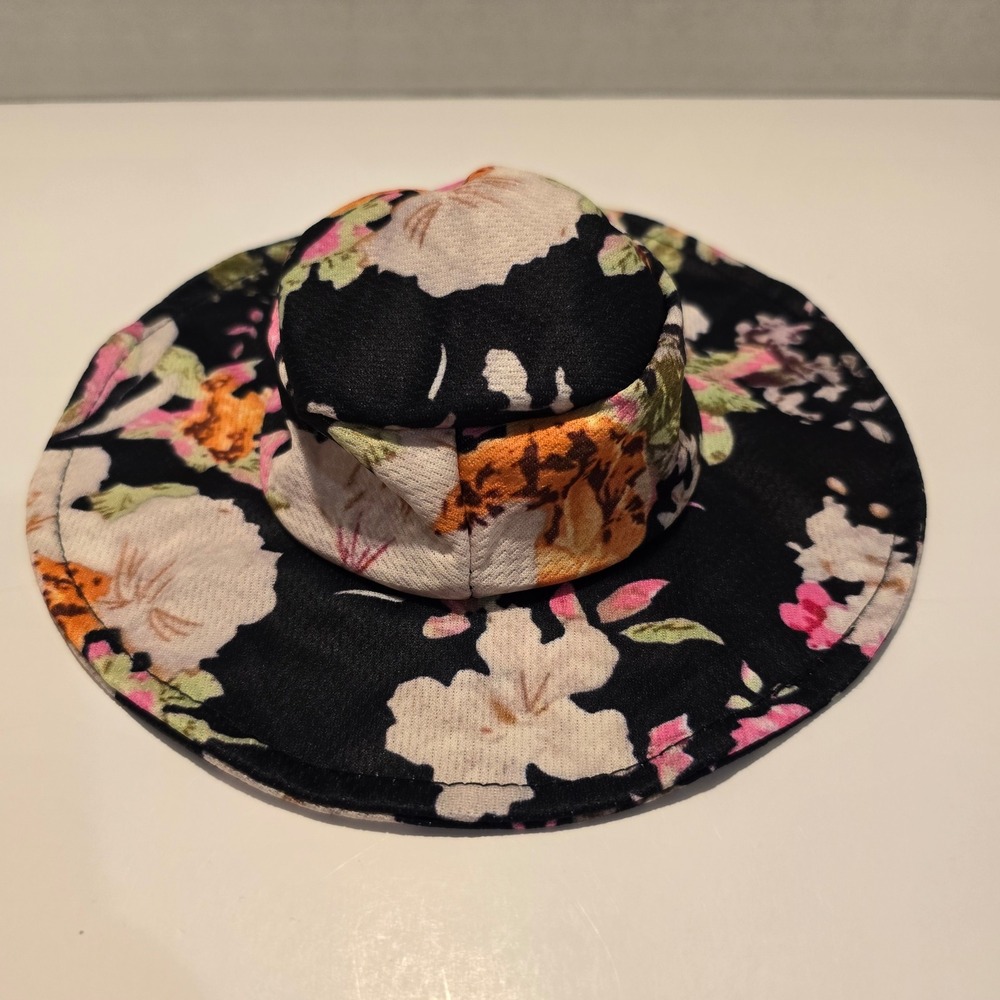 18" Doll Hat Fit American Girl Our Generation Black Floral Bucket Hat Wide Brim - Picture 2 of 3